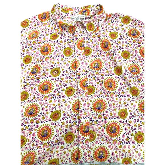 Anthropologie MAISON d’Amélie Button-Down Short-Sleeve Floral Blouse Size XS - Picture 3 of 4